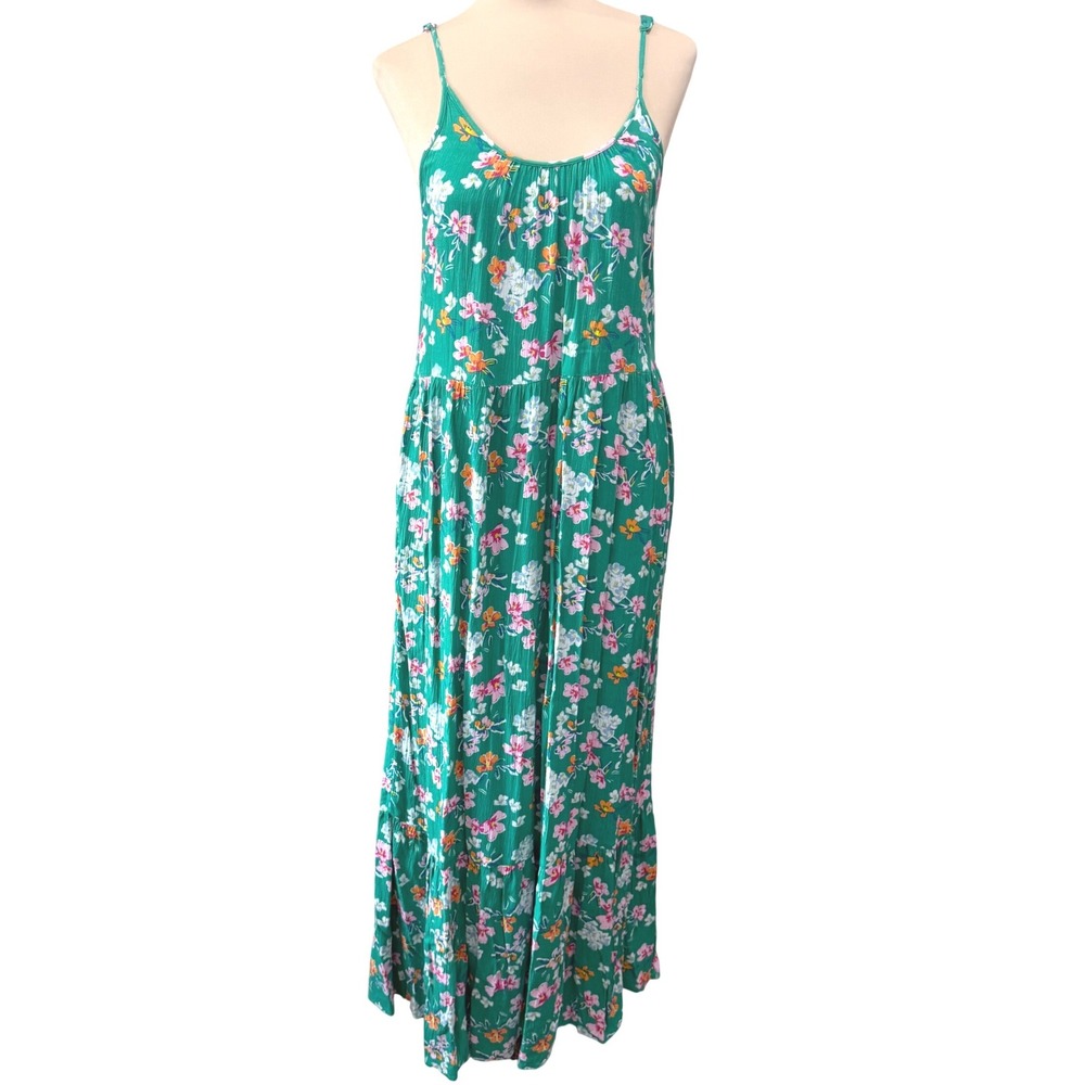 Dip Floral Maxi Dress Medium Green Boho Tiered Cottagecore Resort Sundress